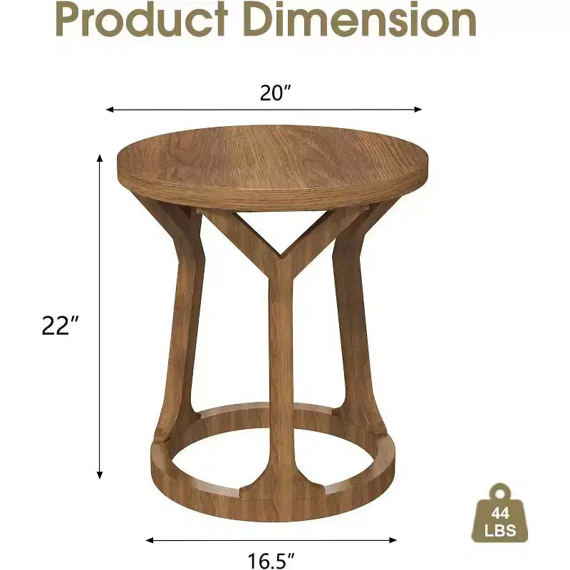 Table d'appoint ronde ; table de chevet en bois à trois pieds