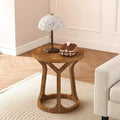 Kinsuite Round End Table - Rustic Natural Side Table; Wooden Night Stand with 3 Legs