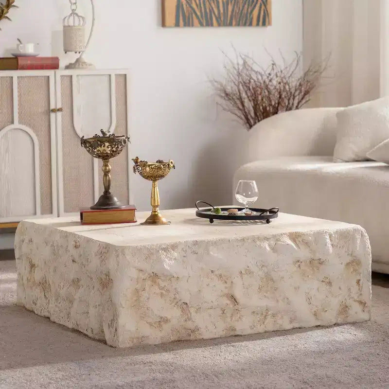 Table basse carrée en béton léger
