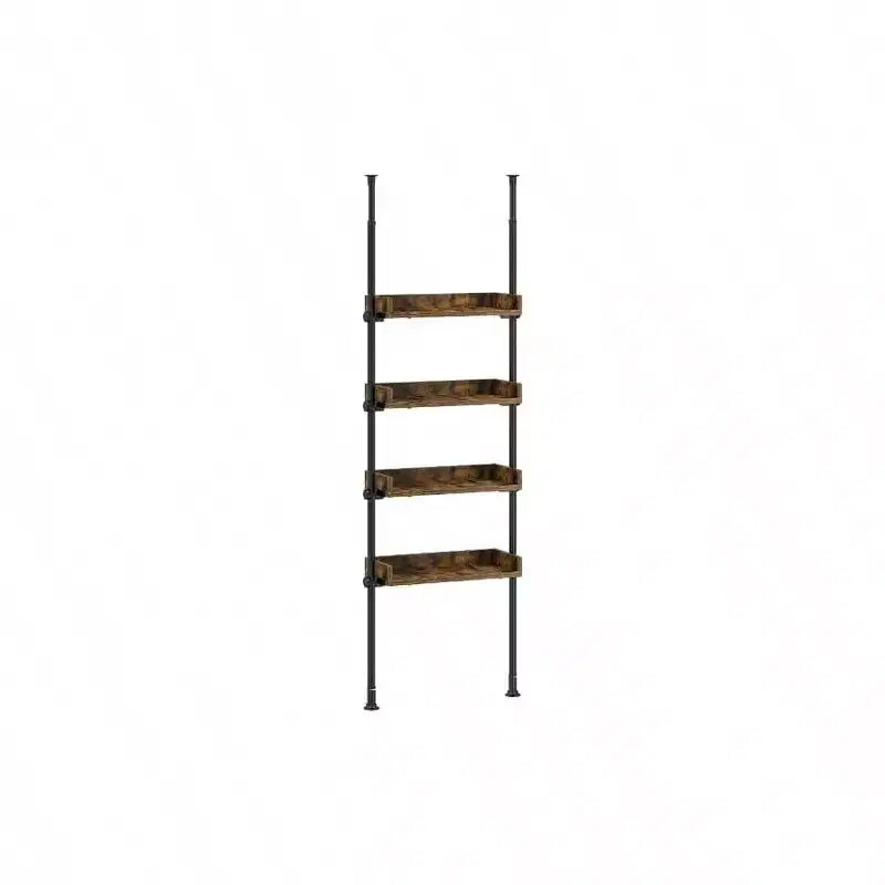 Étagère de rangement au-dessus des toilettes de salle de bain - Quatre étagères réglables en bois