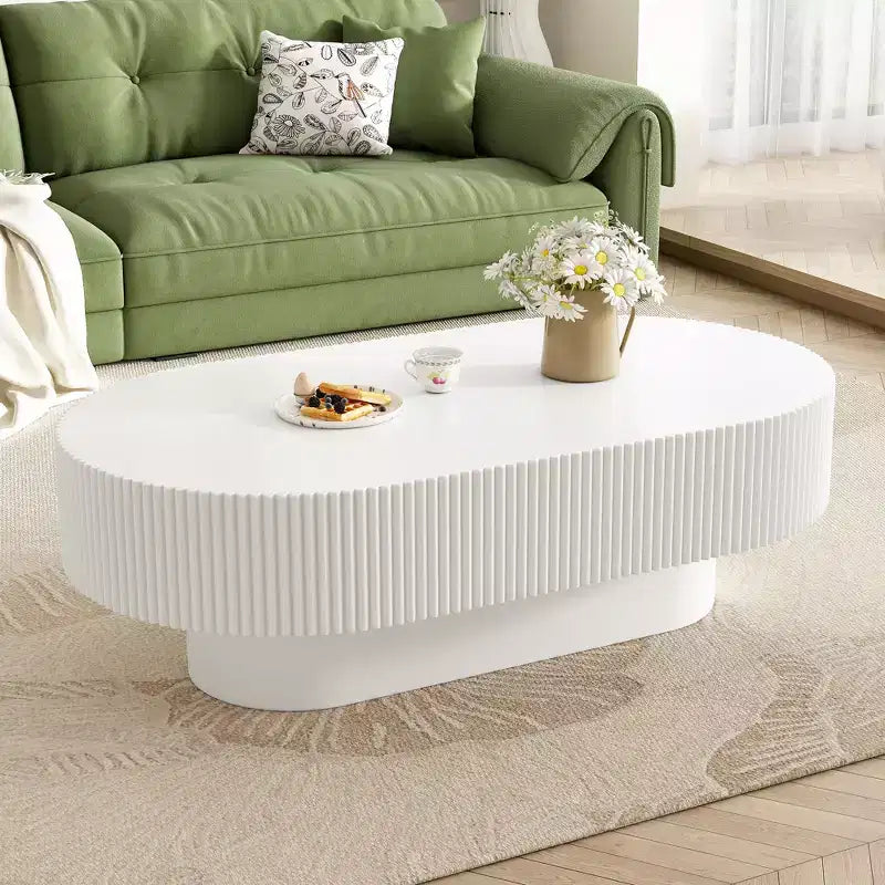 Table basse encastrée en bois ; table d'appoint moderne en forme de tambour