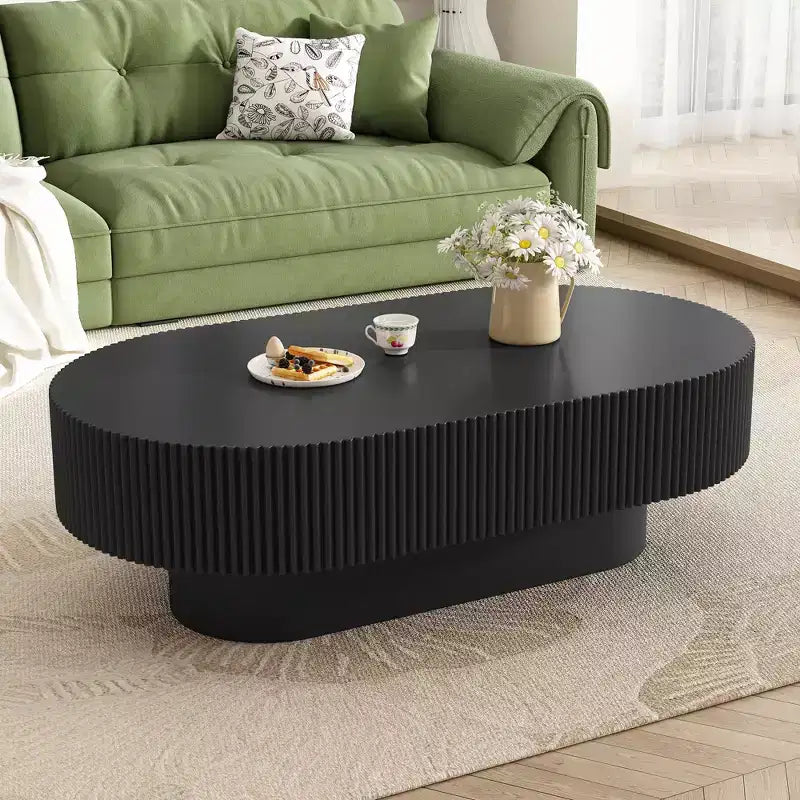 Table basse encastrée en bois ; table d'appoint moderne en forme de tambour