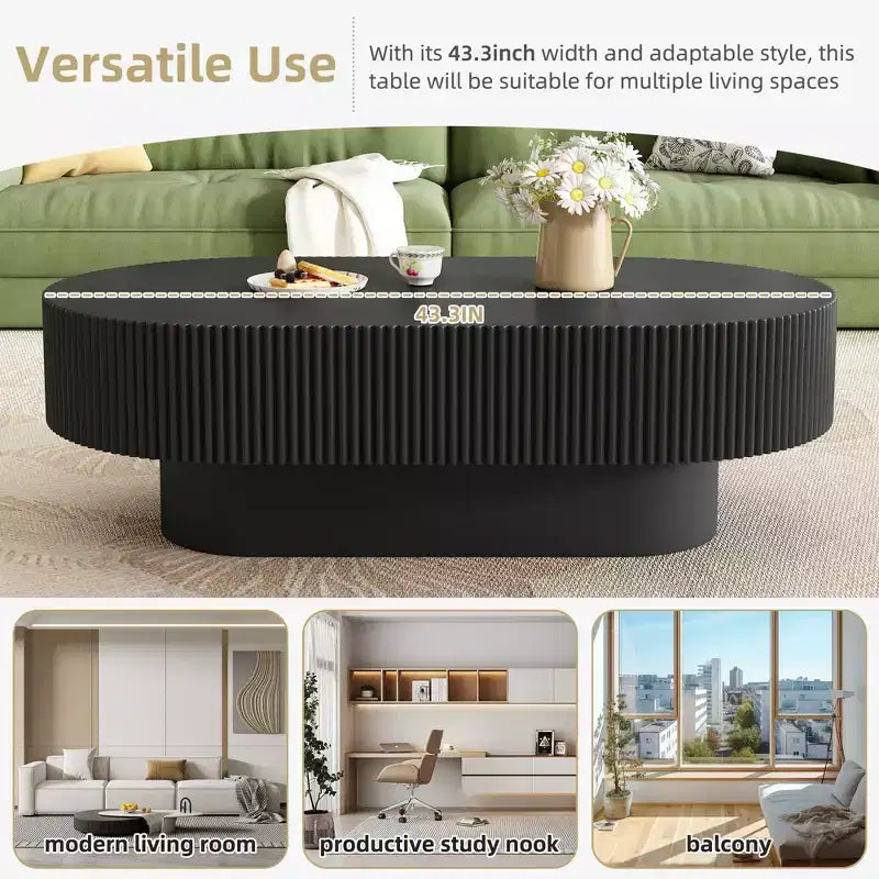 Table basse encastrée en bois ; table d'appoint moderne en forme de tambour