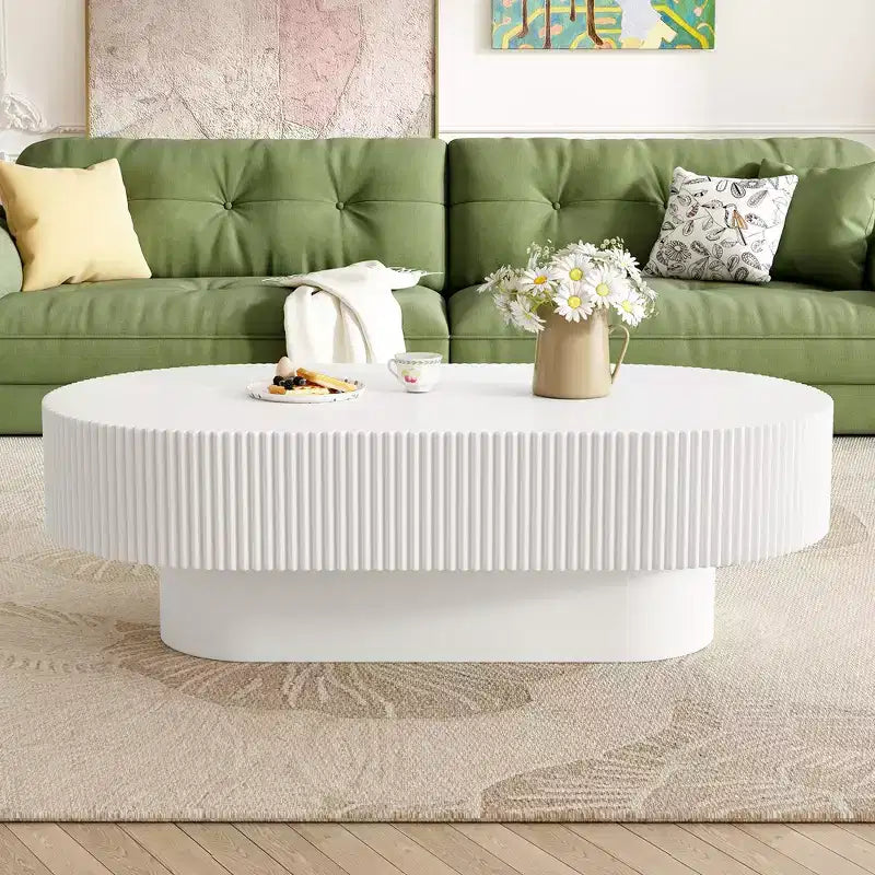 Table basse encastrée en bois ; table d'appoint moderne en forme de tambour