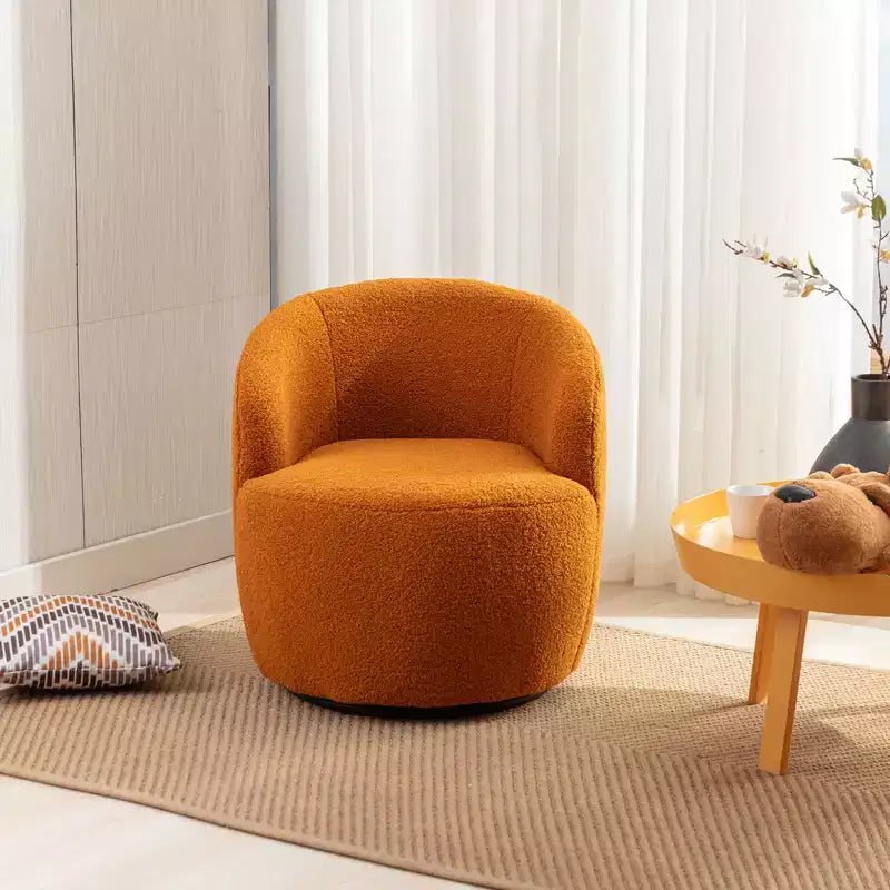 Fauteuil pivotant d'appoint en tissu avec anneau en métal thermolaqué noir