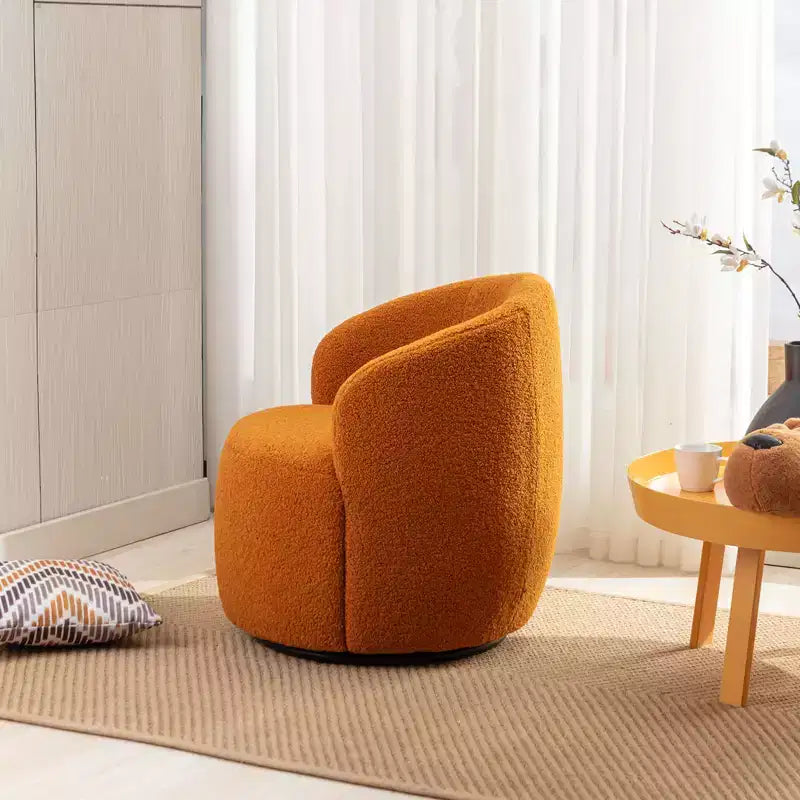 Fauteuil pivotant d'appoint en tissu avec anneau en métal thermolaqué noir