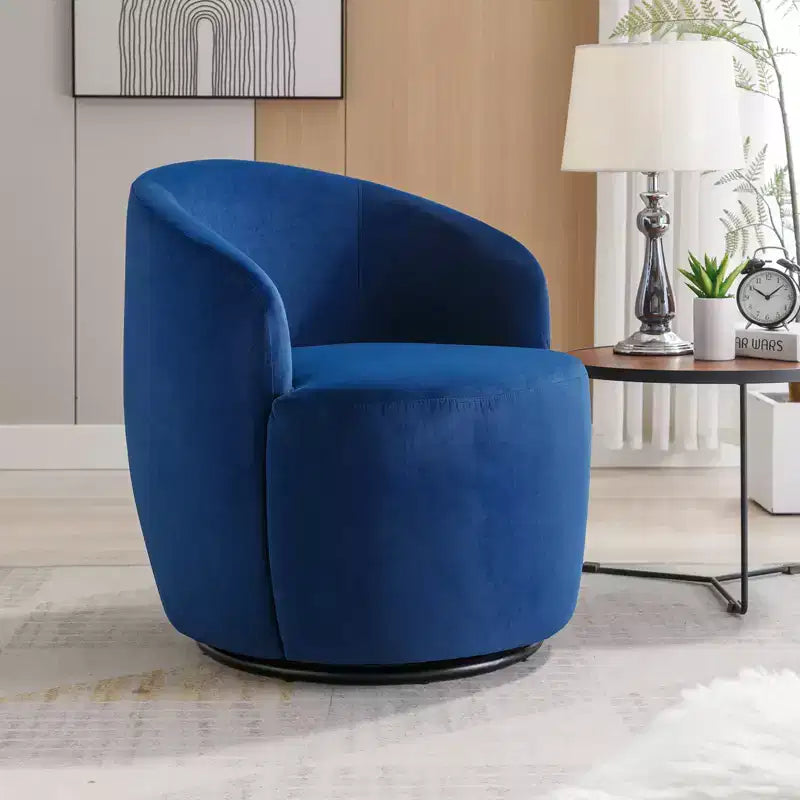 Fauteuil pivotant d'appoint en tissu avec anneau en métal thermolaqué noir