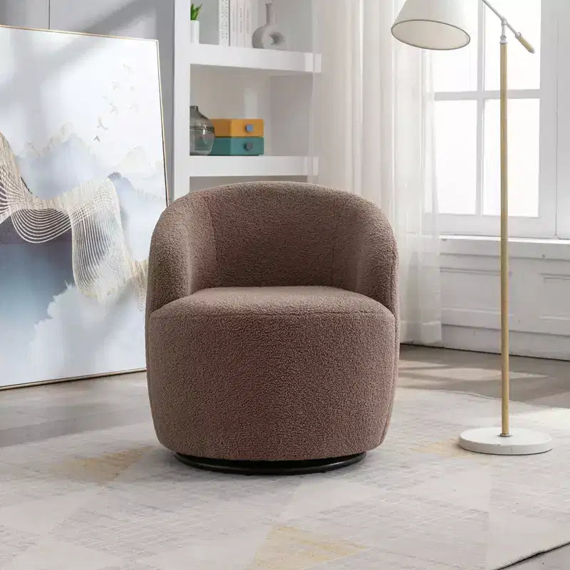 Fauteuil pivotant d'appoint en tissu avec anneau en métal thermolaqué noir