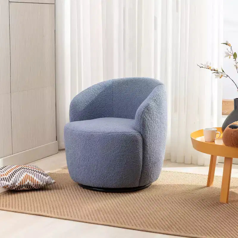 Fauteuil pivotant d'appoint en tissu avec anneau en métal thermolaqué noir