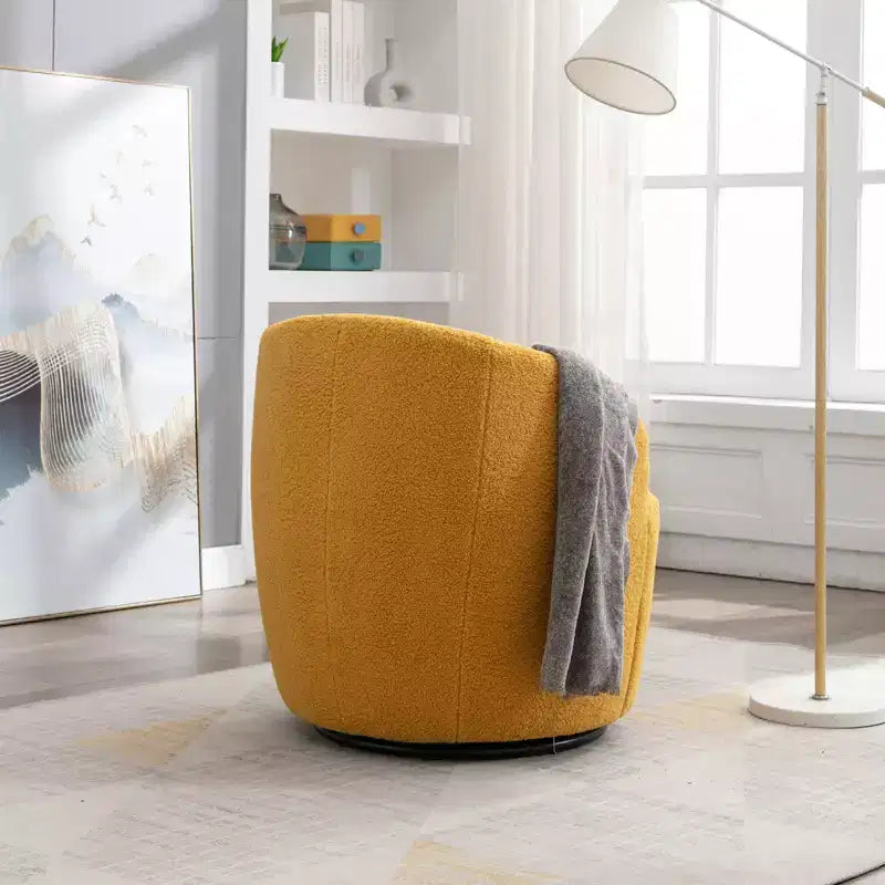 Fauteuil pivotant d'appoint en tissu avec anneau en métal thermolaqué noir