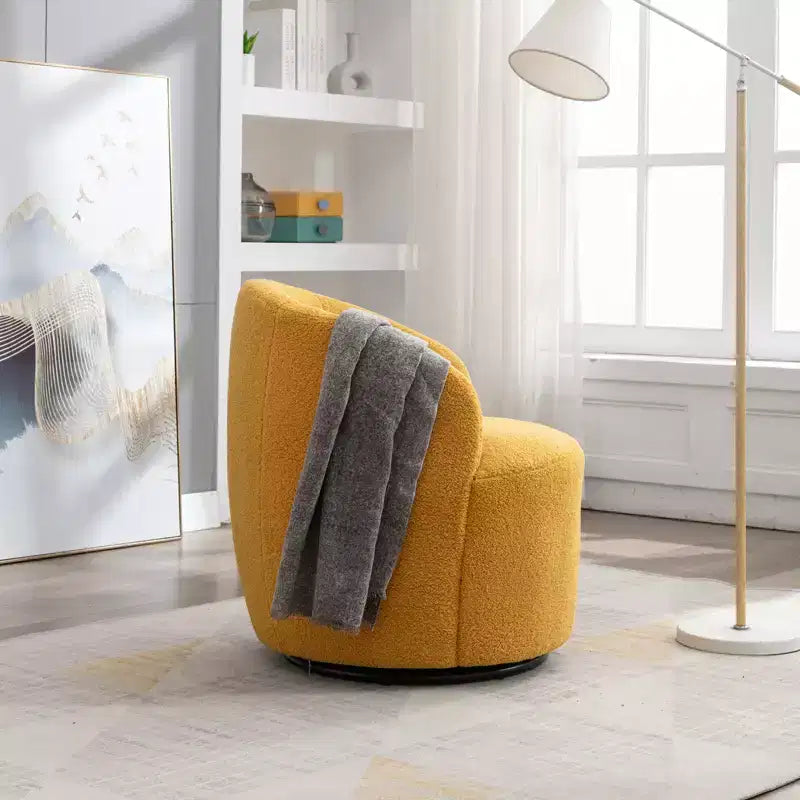 Fauteuil pivotant d'appoint en tissu avec anneau en métal thermolaqué noir