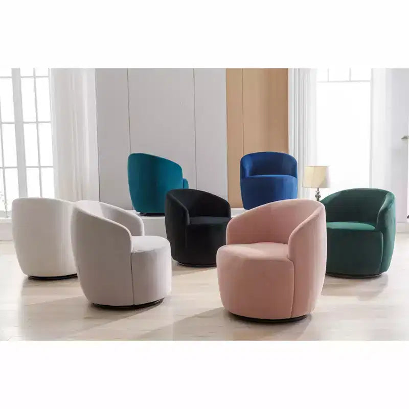 Fauteuil pivotant d'appoint en tissu avec anneau en métal thermolaqué noir
