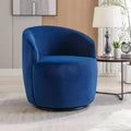 Fabric Swivel Accent Armchair Barrel Chair With Black Powder Coating Metal Ring