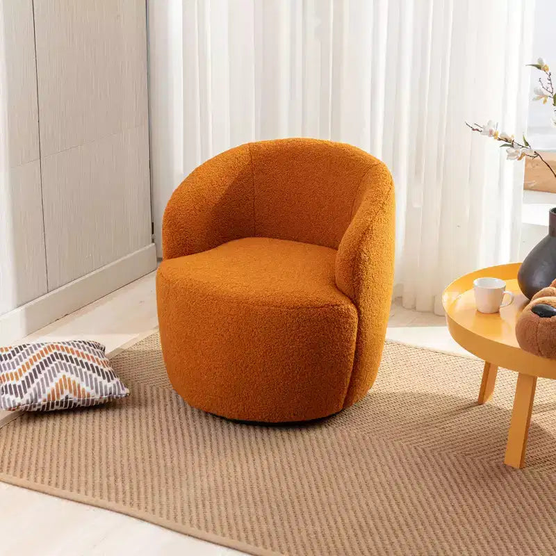 Fauteuil pivotant d'appoint en tissu avec anneau en métal thermolaqué noir