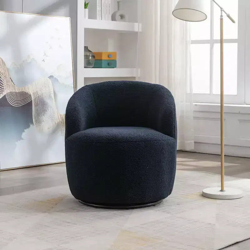 Fauteuil pivotant d'appoint en tissu avec anneau en métal thermolaqué noir