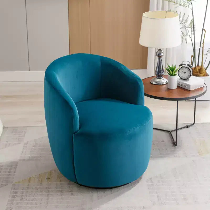Fauteuil pivotant d'appoint en tissu avec anneau en métal thermolaqué noir