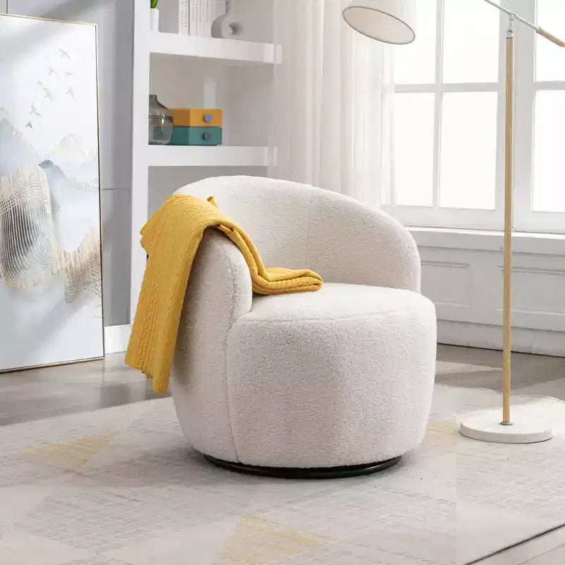 Fauteuil pivotant d'appoint en tissu avec anneau en métal thermolaqué noir