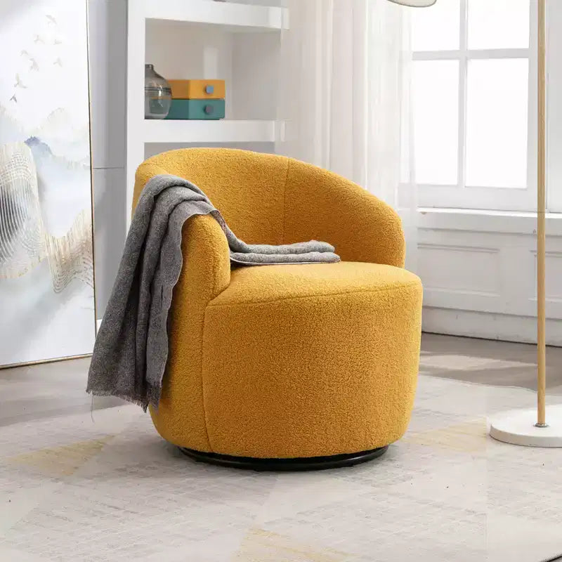 Fauteuil pivotant d'appoint en tissu avec anneau en métal thermolaqué noir
