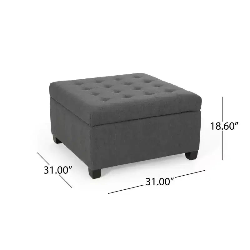 Banc de rangement carré ; tabouret de pied de lit