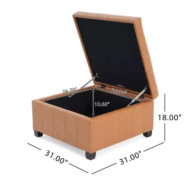Banc de rangement carré ; tabouret de pied de lit