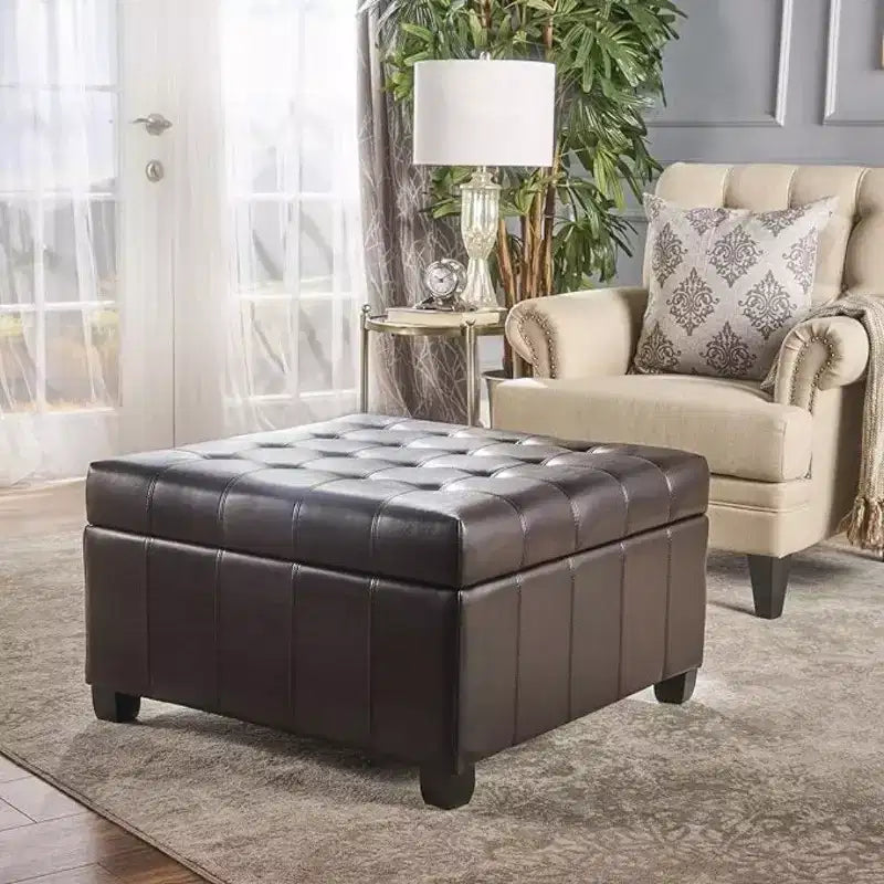 Banc de rangement carré ; tabouret de pied de lit
