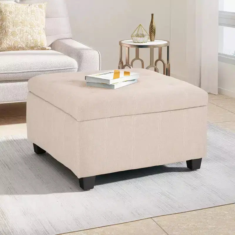 Banc de rangement carré ; tabouret de pied de lit