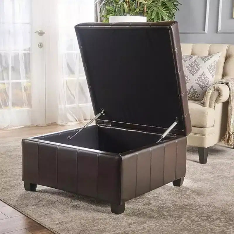 Banc de rangement carré ; tabouret de pied de lit