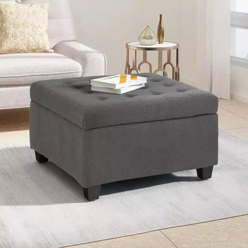 Banc de rangement carré ; tabouret de pied de lit