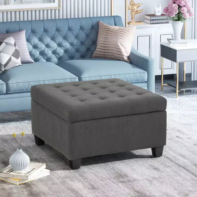 Banc de rangement carré ; tabouret de pied de lit