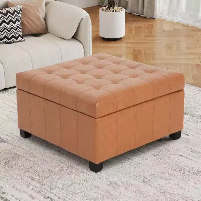 Banc de rangement carré ; tabouret de pied de lit