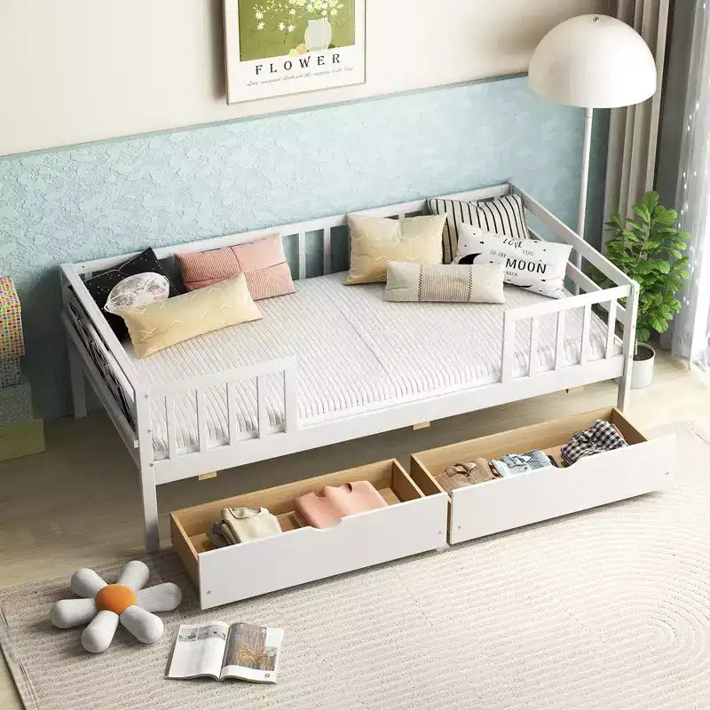 Lit double pour enfant avec rangements