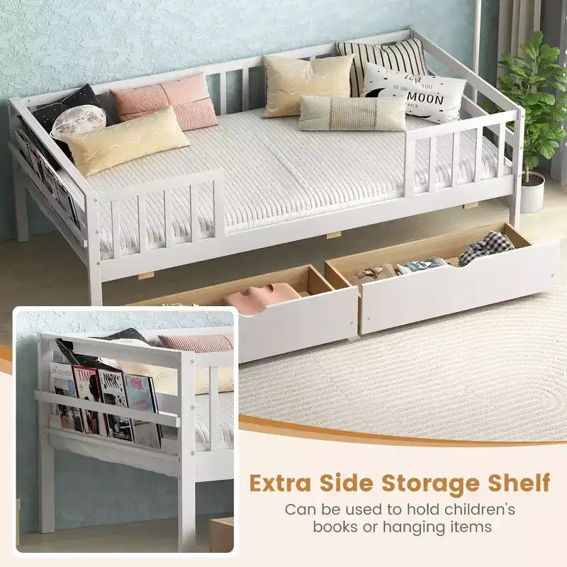 Lit double pour enfant avec rangements