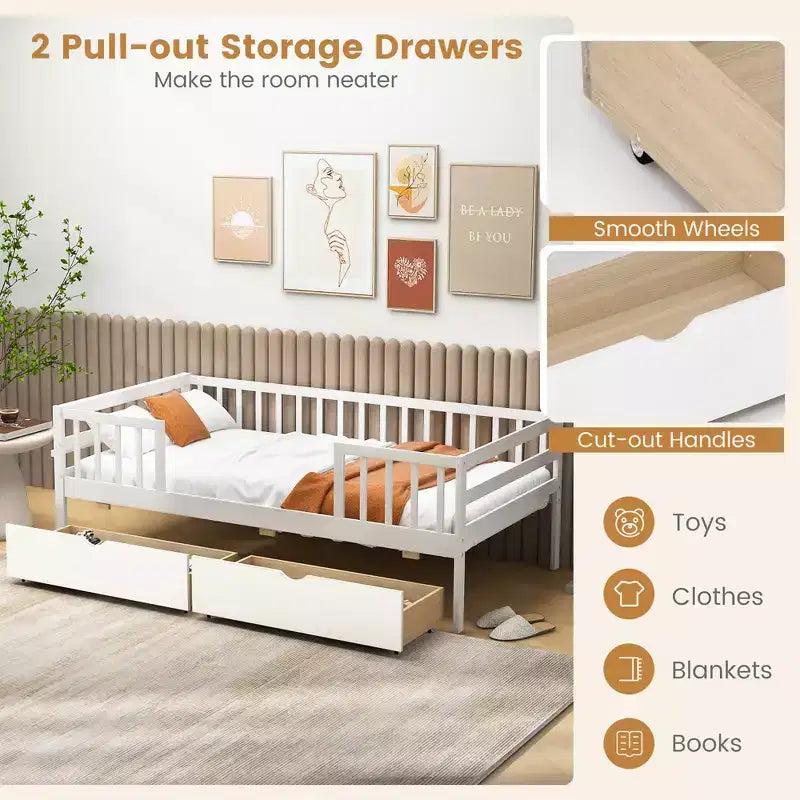 Lit double pour enfant avec rangements
