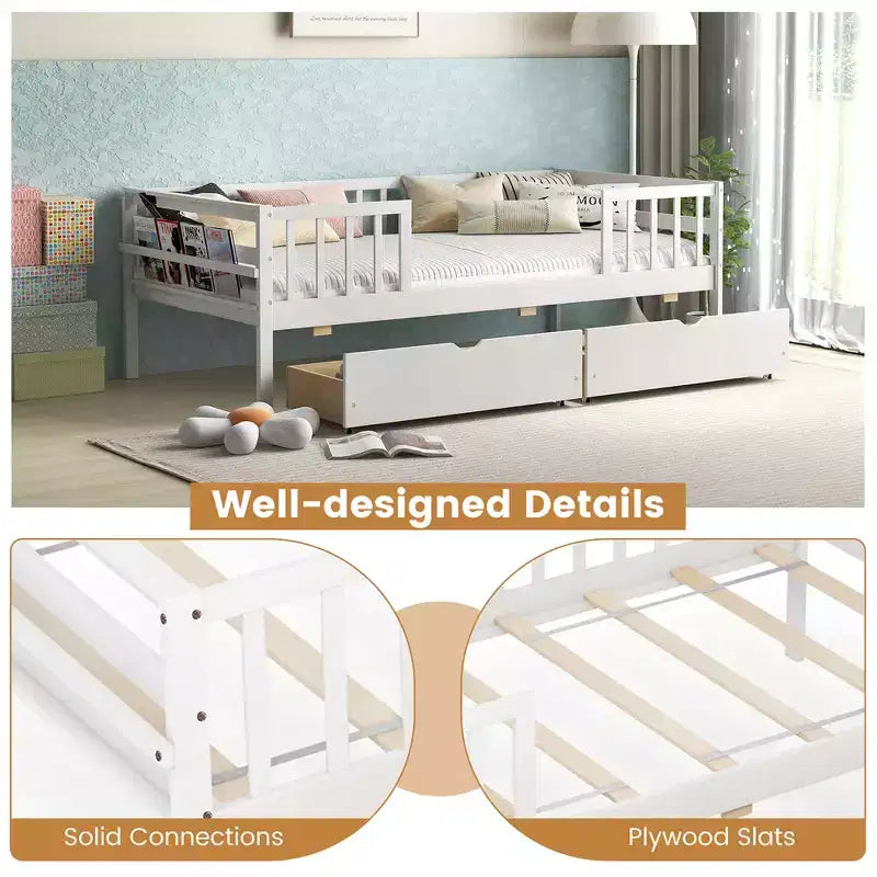 Lit double pour enfant avec rangements