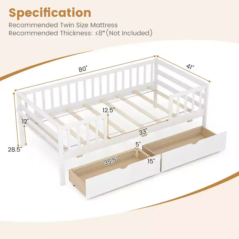 Lit double pour enfant avec rangements