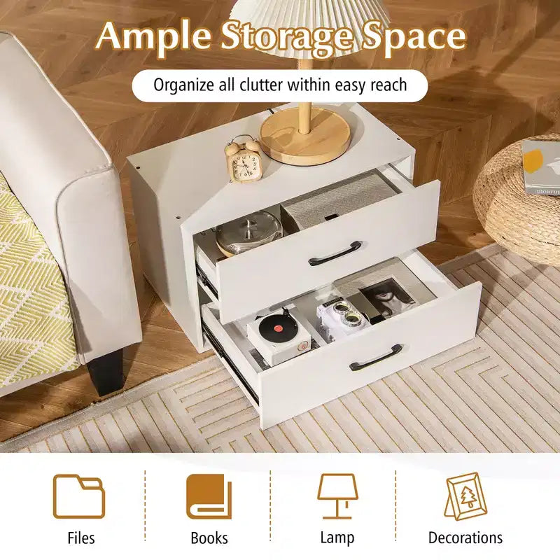 2 Commodes de Rangement Empilables à 2 Tiroirs avec Dispositif Anti-basculement