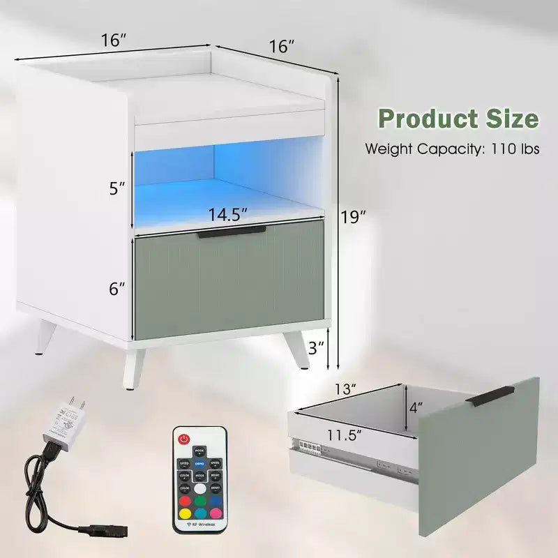Table de chevet moderne avec lumière LED