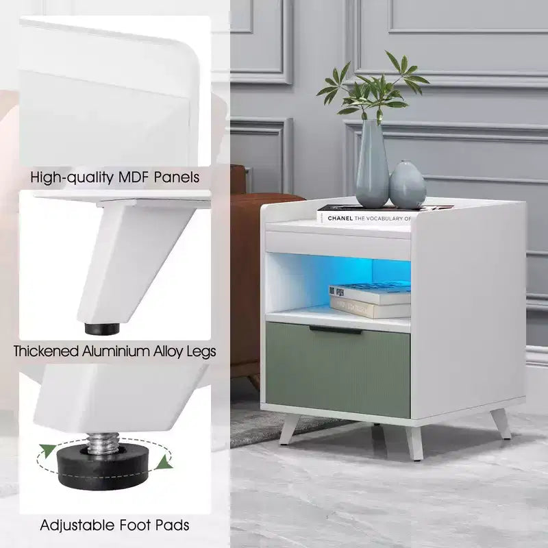 Table de chevet moderne avec lumière LED