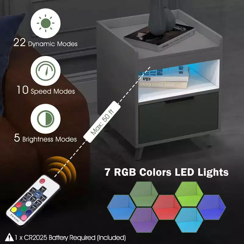 Table de chevet moderne avec lumière LED