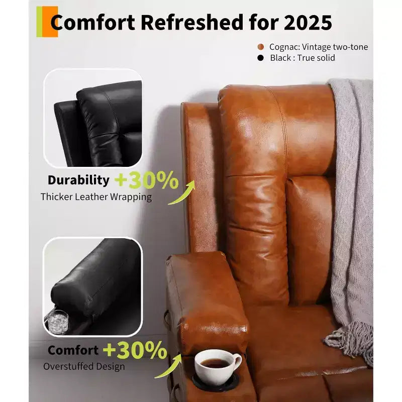 Fauteuil inclinable électrique réglable en hauteur - avec fonctions de chauffage et de massage