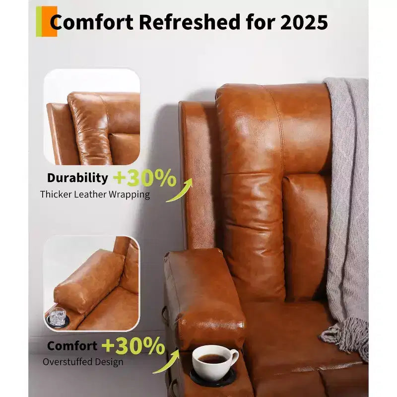Fauteuil inclinable électrique réglable en hauteur - avec fonctions de chauffage et de massage