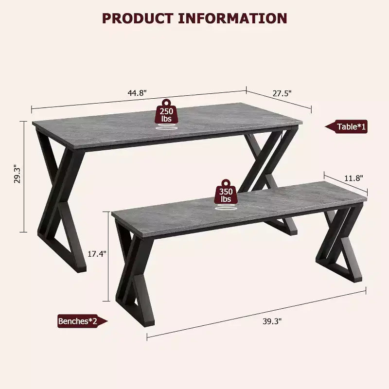 Table de salle à manger rectangulaire ; piètement métallique robuste.