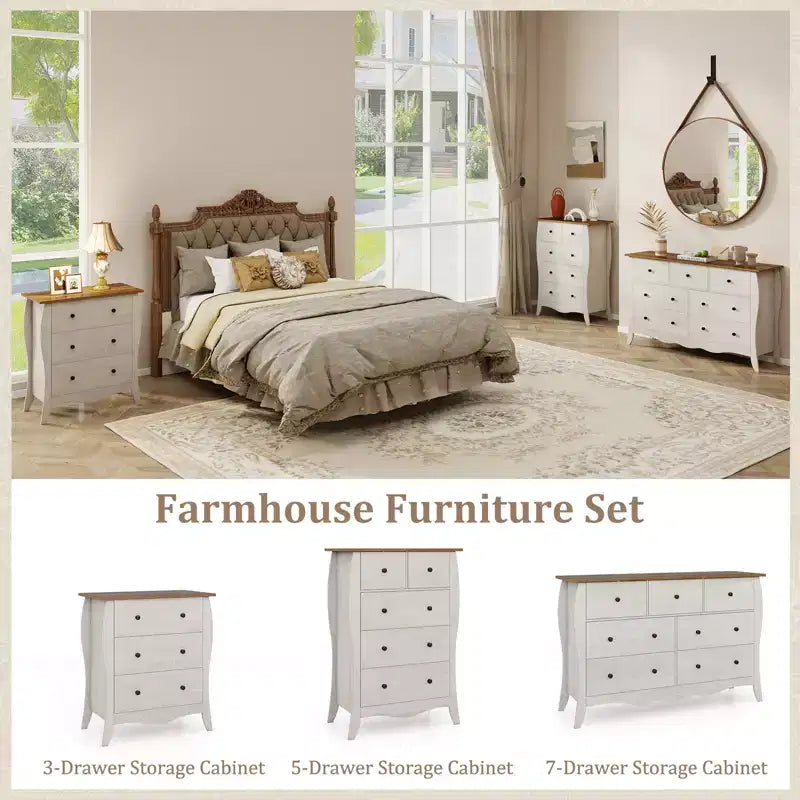Commode de style rustique avec 5 tiroirs pliants en tissu et kit anti-basculement