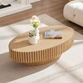 MAYEERTY 43.7 Inch Modern Oval Coffee Table; Handcrafted Center Table with Sturdy Pedestal for Living Room Bedroom Small Space