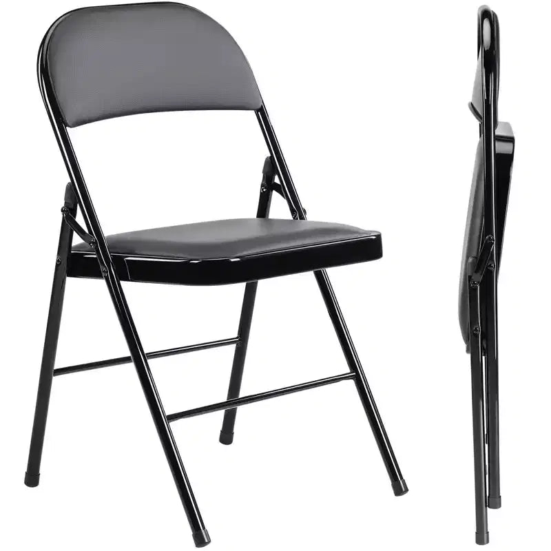 TUYOHW 18 Foldable Dining Chairs Set of 2/4;Waterproof Leather Side Chairs for Kitchen and Dining Room;Sturdy Metal Legs with 350lbs Capacity