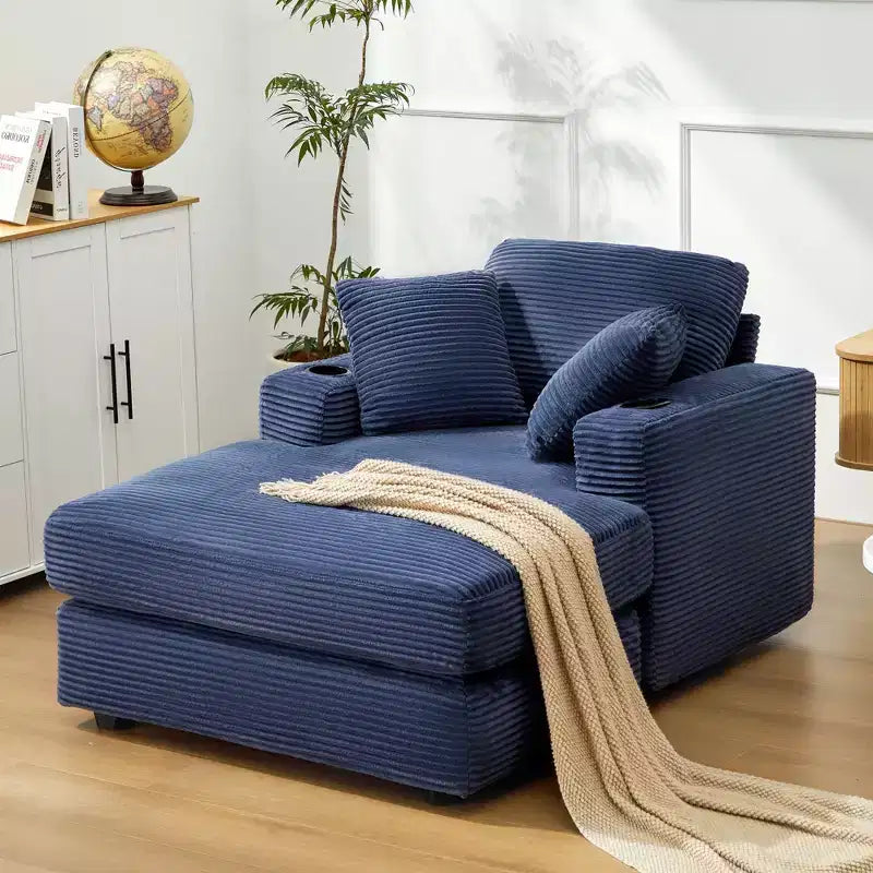 Fauteuil inclinable en velours côtelé avec repose-pieds, style moderne