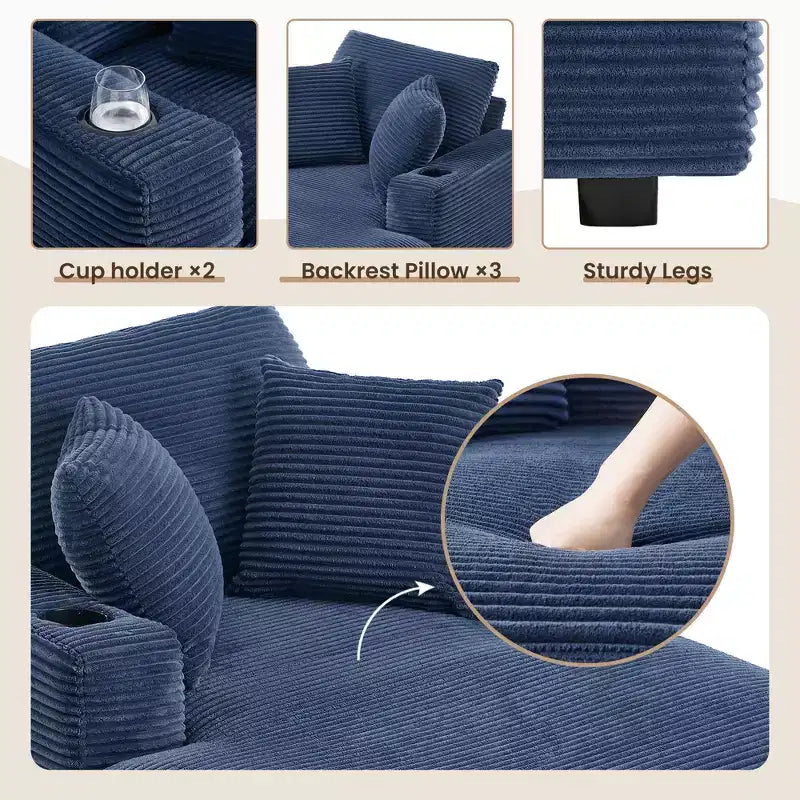 Fauteuil inclinable en velours côtelé avec repose-pieds, style moderne