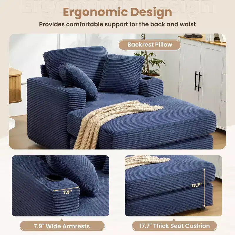 Fauteuil inclinable en velours côtelé avec repose-pieds, style moderne
