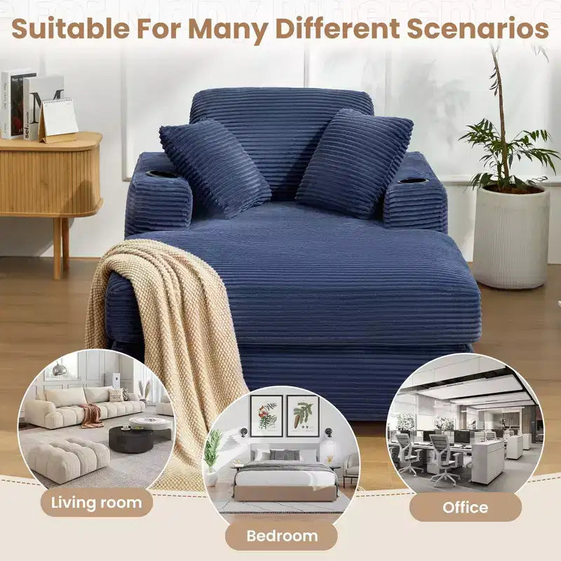 Fauteuil inclinable en velours côtelé avec repose-pieds, style moderne