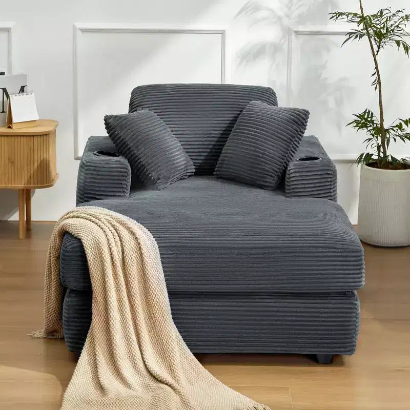 Fauteuil inclinable en velours côtelé avec repose-pieds, style moderne